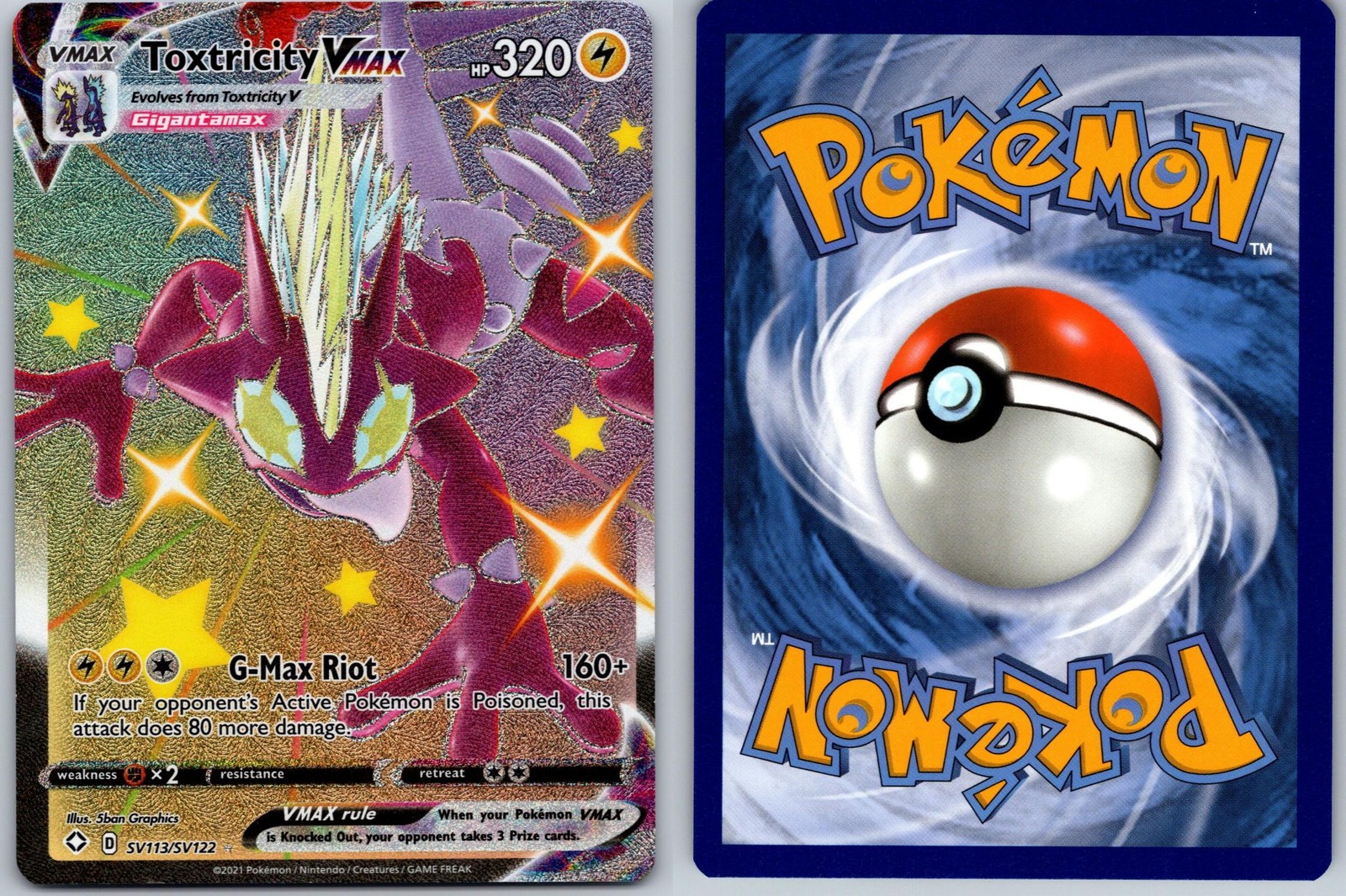 TOXTRICITY VMAX POKEMON SHINING FATES SHINY VAULT SV113/SV122 NM/M HOLO