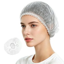 White Disposable Non-Woven Bouffant Cap Hair Nets, 21", 100 Count