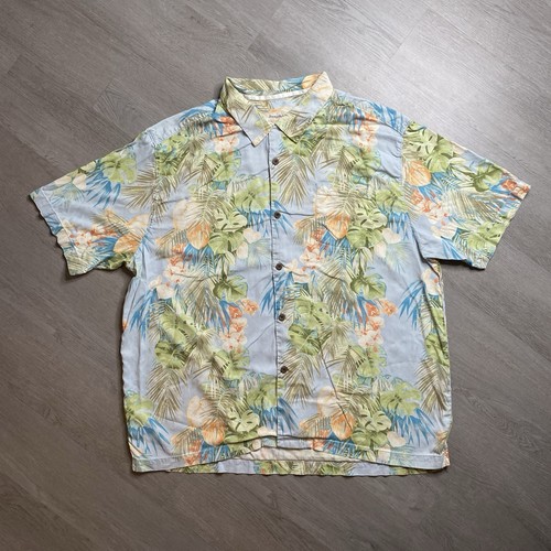 Tommy Bahama Original Fit 100% Silk Shirt W/ Green Leaves Men’s Hawaiian Sz 3XL - Picture 1 of 11