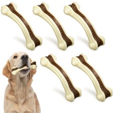 Sosation Indestructible Dog Bone Toys for Aggressive Chewers - Beef Flavor 5-Pac