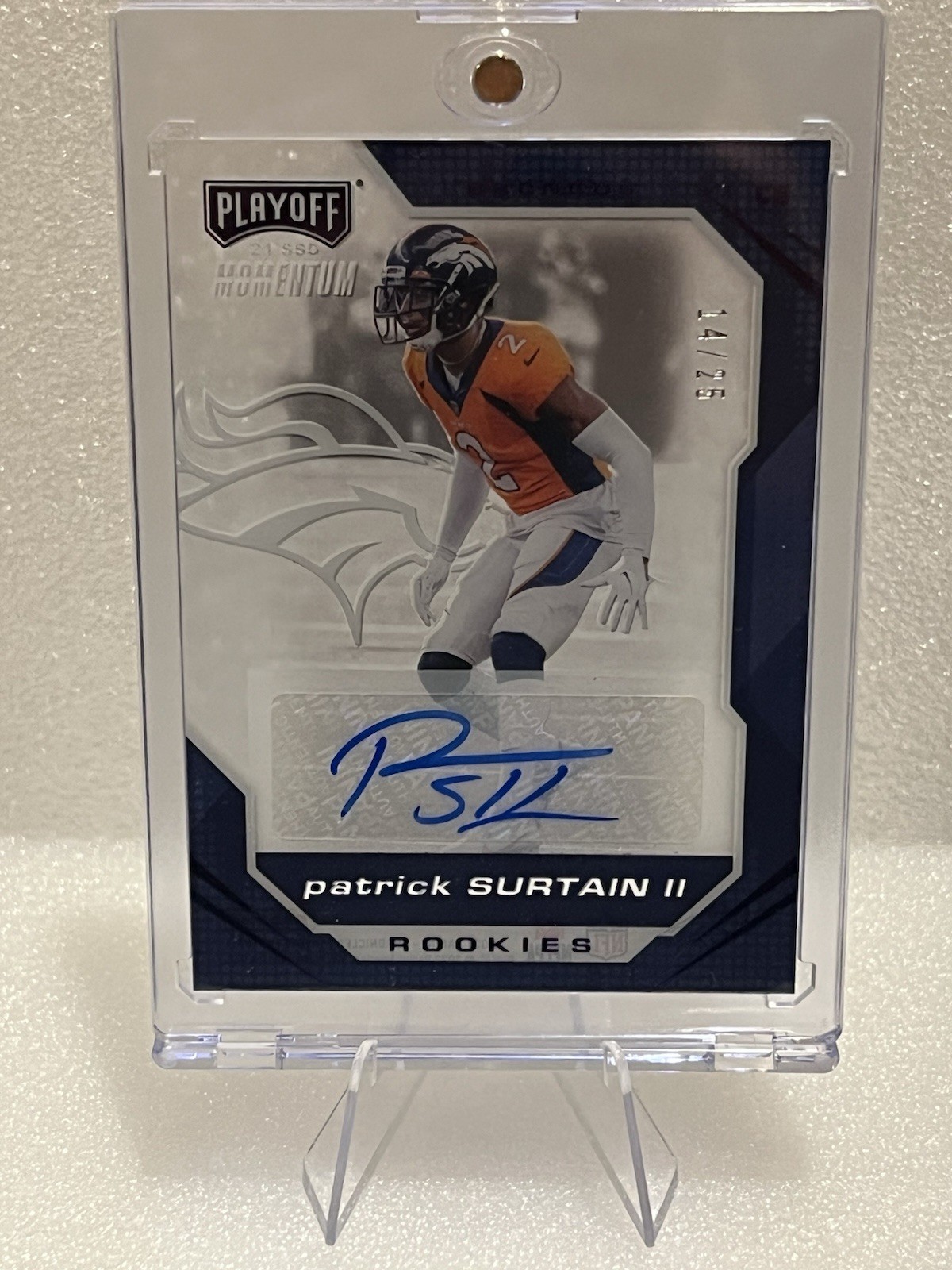 Patrick Surtain II Panini Chronicles Playoff Momentum Rookies #PMR34 Autograph-Purple