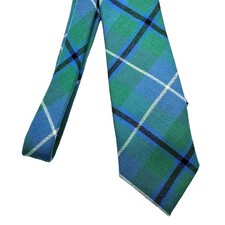 Ingles Buchan Vintage Scotland 100 Pure Wool Kelly Green Blue Tartan Plaid Tie
