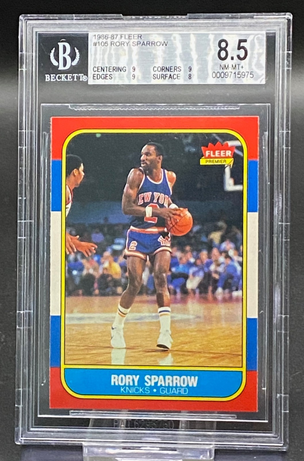 1986-87 FLEER RORY SPARROW KNICK SGRADED BGS 8.5 # 105