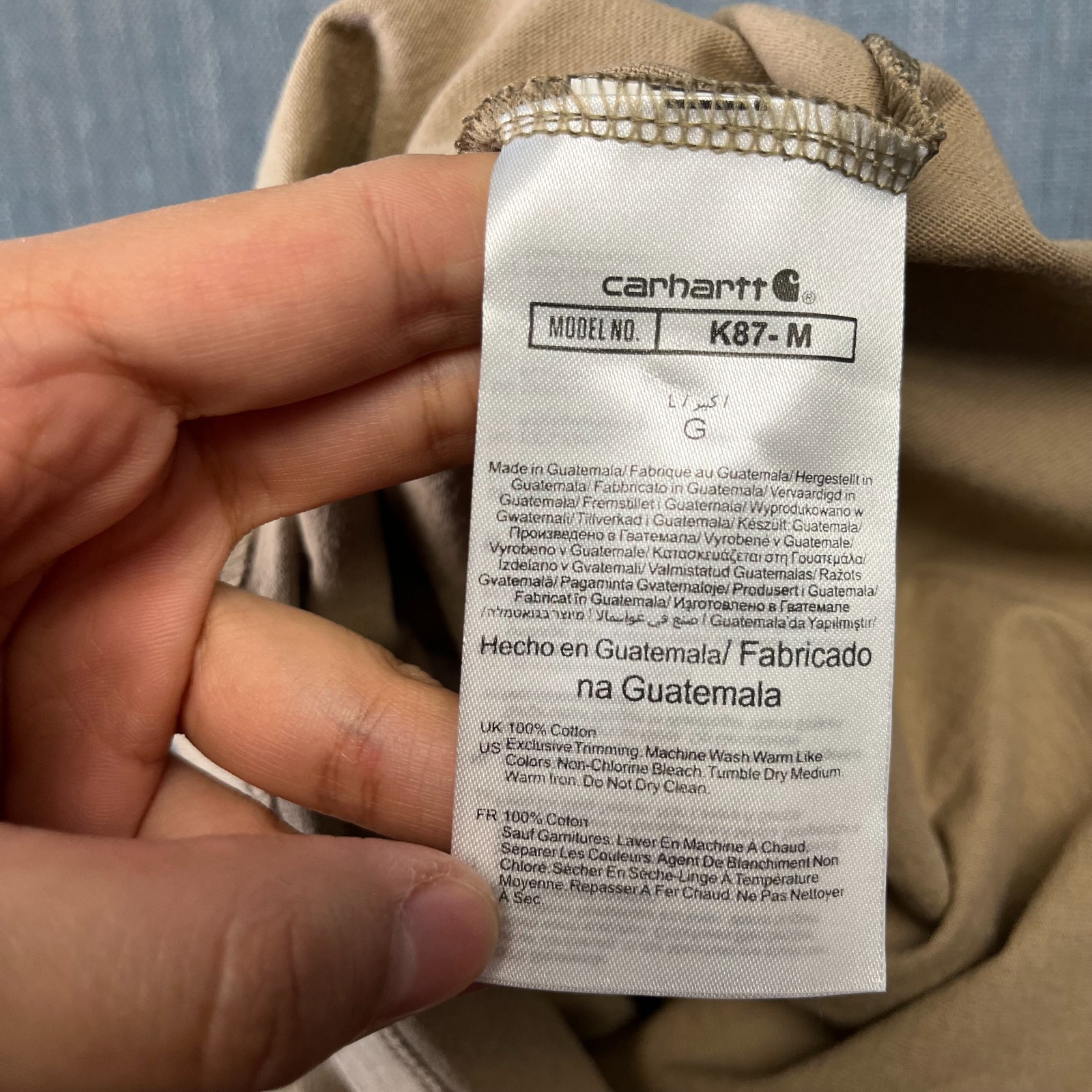 Carhartt K87 Men's T-Shirt SizeL Brown Short Sleeve Heavyweight Pocket Loose Fit thumbnail 7