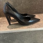 PRADA Women’s Black Leather Pointed Toe Pumps Stiletto Slip-On Logo US 6 — photo 3
