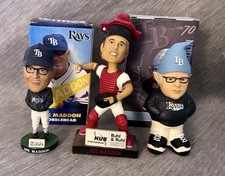 Joe Maddon Bobble Head Lot:Quad Cities River Bandits, Tampa Bay Rays & Gnome