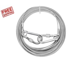 Rugged 30ft Metal Dog Runner Cable - Safe for Outdoor Use with Dogs Up to 50Lbs