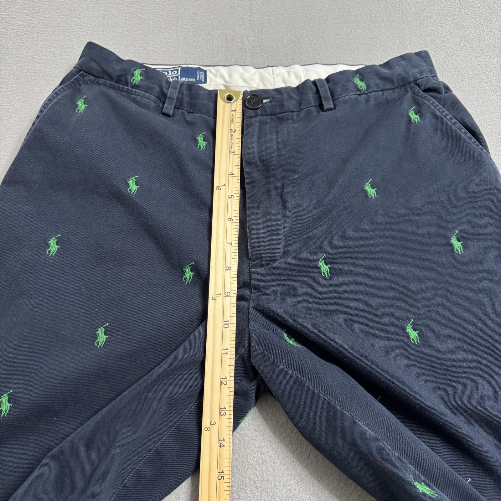 Polo Ralph Lauren Pants Mens 33x32 Navy Green Pony Embroidered Chino Straight thumbnail 9