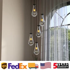 5 Lights Raindrop Ceiling Pendant Light Chandelier Kitchen Island Black Fixtures