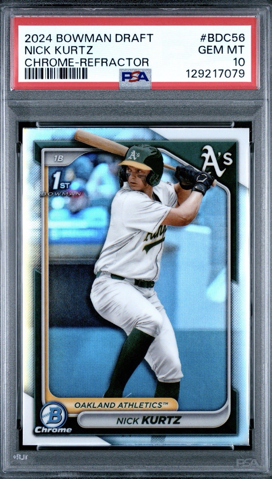 2024 Bowman Draft Nick Kurtz Chrome Refractor 1st #BDC-56 Athletics PSA 10