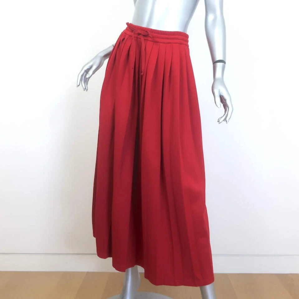 Gucci Side-Stripe Pleated Midi Skirt Red Technical Jersey Size Large - Image 2 of 4