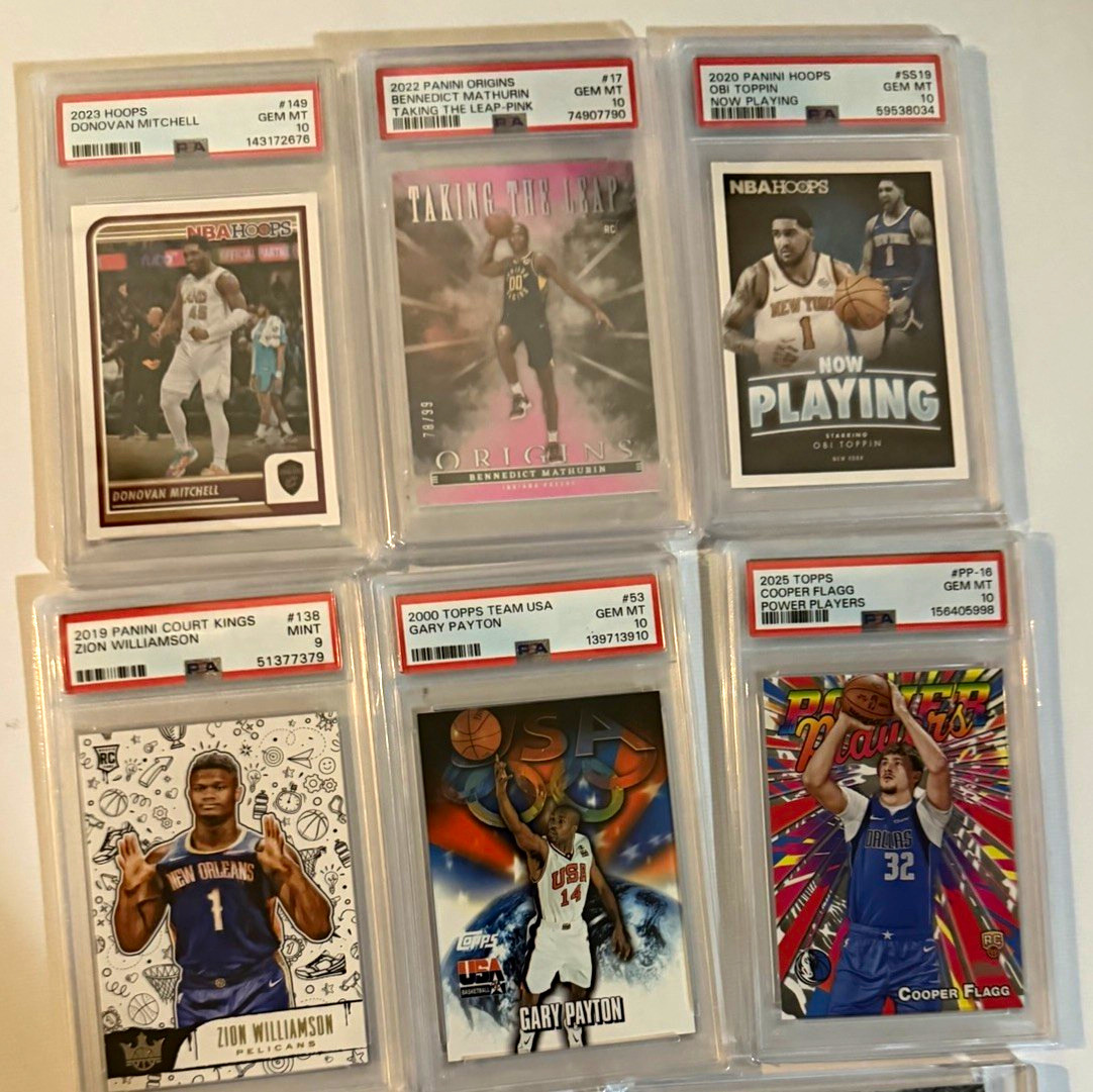 NBA PSA Graded Card Lot (6) Hoops/Origins/Court Kings Mitchell + Cooper Flagg 10