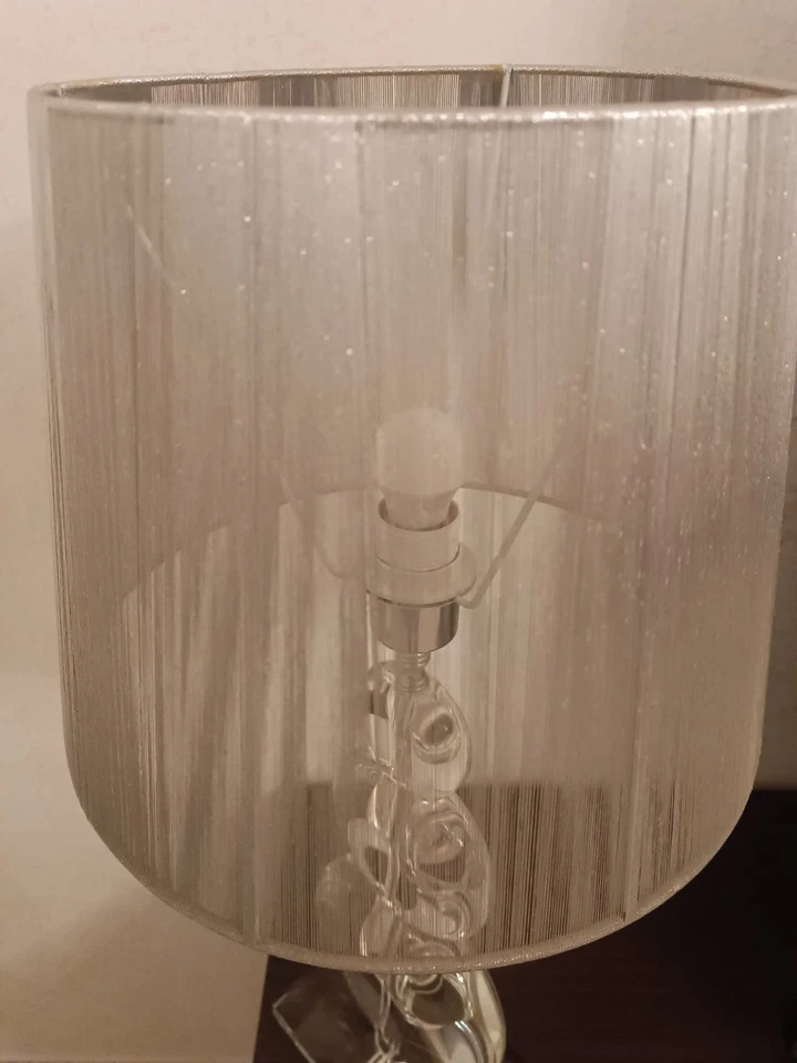 OTTAVIANI LAMPADA IN CRISTALLO GEMME ACCIAIO ARREDO DA TAVOLA TESSUTO - Immagine 2 di 4