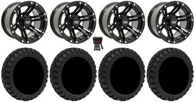 GTW Specter 12'' Golf Cart Wheels Black 20'' Nomad Tires Yamaha