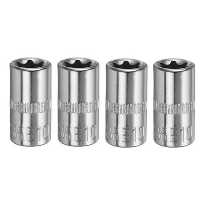 4pcs E-Torx Socket 1/4'' Drive E10 External Torx Deep Socket 1'' Star Sockets