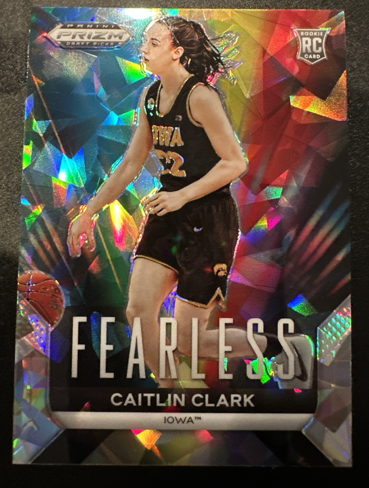 2024 Panini Prizm Draft Caitlin Clark #24 Fearless Rookie Cracked Ice Prizm Iowa