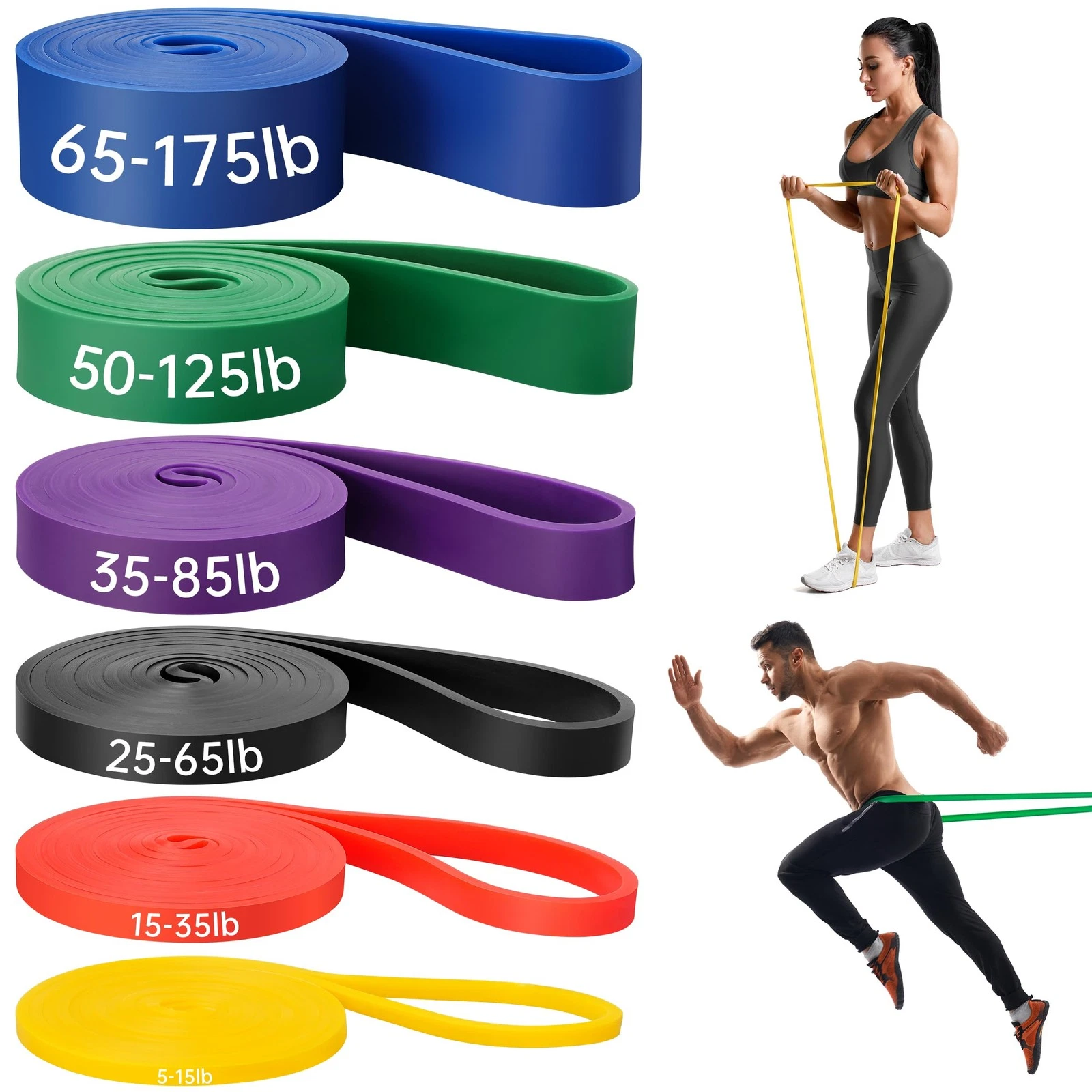 Workout Bands, Resistance Bands for Working Out, 6-piece set, Colorful