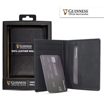 Guinness  schwarze RFID-Geldbörse aus Leder mit Doppelfaltung 6 Kartenfächer Geschenkbox