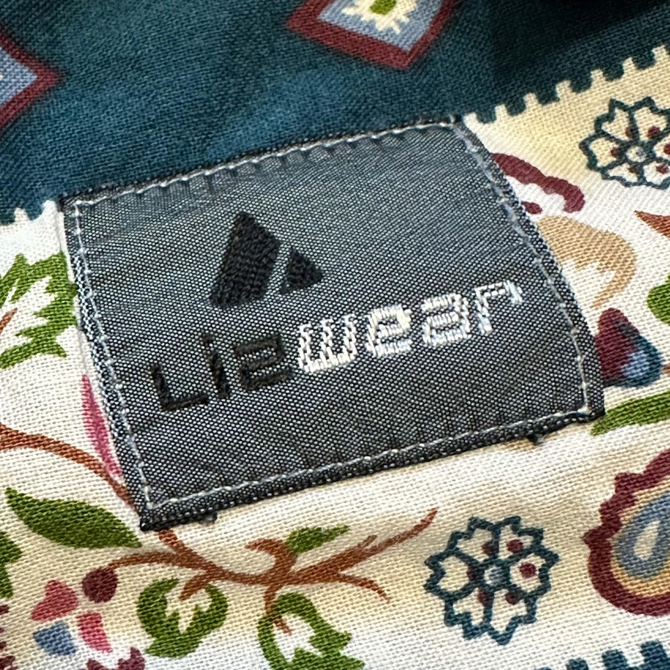 Camisa De Colección LIZWEAR Para Mujer M Azul Floral Rayas 100% Algodón L/S Años 90 Boho Western Foto 2 de 4