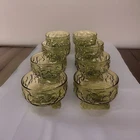 Vintage Anchor Hocking Lido Milano Avocado Green Sherbet Cups Set of 8