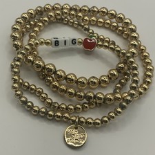 Little Words Project Beaded Shiny Bracelet Stretch "big" Spellout apple Bead