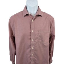 Pronto Uomo Mens Dress Shirt 16 1/2 34/35 Red Checkered Non Iron Button Up /B133