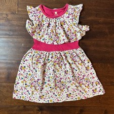 Tea Collection Girls Pink Geometric Confetti Ruffle Flutter Sleeve Dress Size 4