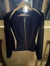 New Calvin Klein Women's Black /White Contrast Trim Blazer Jacket Size 16