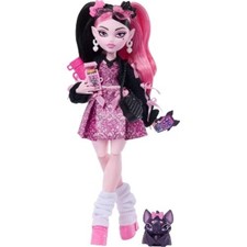 Monster High Draculaura Fashion Doll in Bow Dress with Pet Bat Count Fabulous