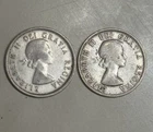 1953 & 1955 Canada Quarters Lot (2) – Queen Elizabeth II Caribou 25 Cents Silver