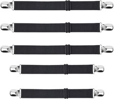 5 Stück Tischdeckenhalter mit verstellbarem, elastischem Riemen, schwarz, Breite