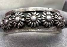 Antique Band Ring Sunflower Sterling Silver 925 Ring Size 8 / 3.5g