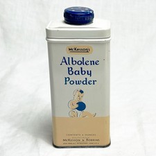 Vintage McKesson's Albolene 4 oz Baby Powder Lithograph Metal Tin