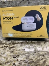 AUDIEN ATOM PRO 2 WIRELESS RECHARGEABLE OTC HEARING ASSISTANCE BRAND NEW SEALED