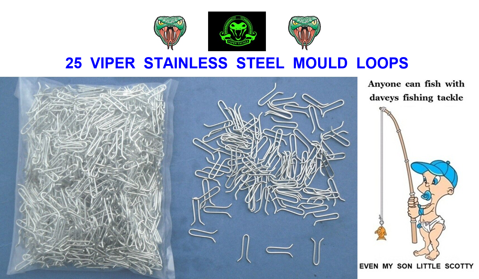25 VIPER STAINLESS STEEL LOOPS FIT SEA FISHING TACKLE DISTANCE LEAD WEIGHT MOULD