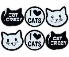 Mini Cat Magnets (Set of 6) - Cat Crazy, Love Cats, Cat Face - Car, Refrigerator