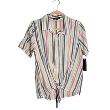 Signature Studio Womens Multicolor Plaid Button Down Shirt Top Blouse Size Small