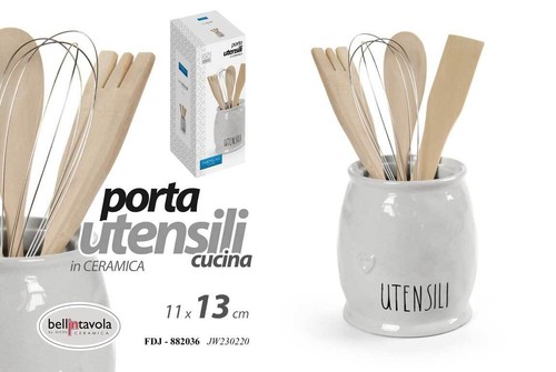 CONTENITORE PORTA MESTOLI PORTAPOSATE UTENSILI CUCINA MODERNO + MESTOLI 13*11 cm - Foto 7 di 12