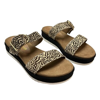 Volatile Sandals Womens 9 Amy Jane Calf Hair Strappy Slides Slip On Comfort