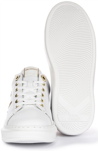 Karl Lagerfeld Mid Top Entrenador Mujer Corte Bajo Blanco Dorado Reino Unido 2-8 - Imagen 5 de 6