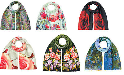 Der Garten VON LILIENFELD Seidenschal Damen Satin lang Motiv Kunst Claude Monet