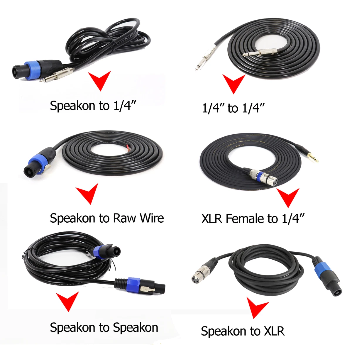 Speakon Jumper Audio Cable Compatible Speaker to Amplifier Wire