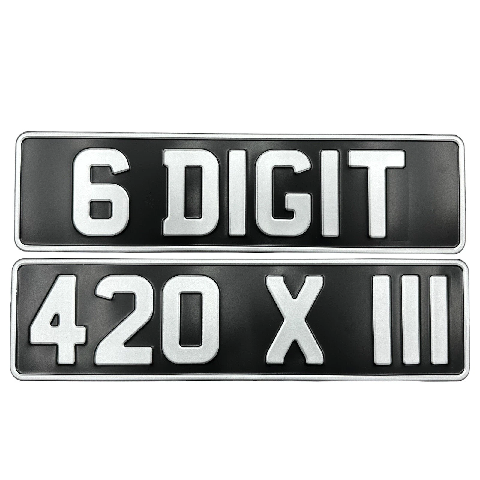 【新品】 オリバーガル Silver Classic Number X2 Classic Car Number Plates In Black & Silver Aluminium Metal