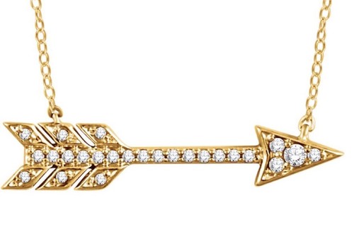 Arrow Diamond Necklace .10 Ct. Diamonds 16" in 14K Yellow Gold - Picture 8 of 12