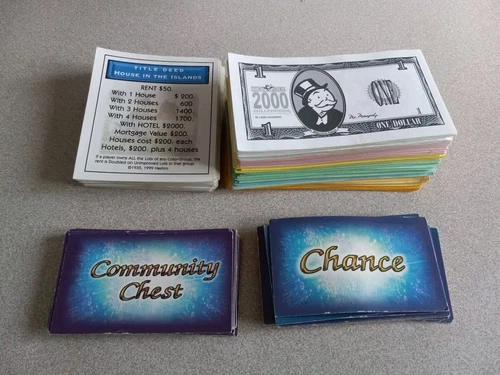 Vintage Monopoly 2000 Millennium Edition Stack Of Cash Properties Chance Comm. Carte