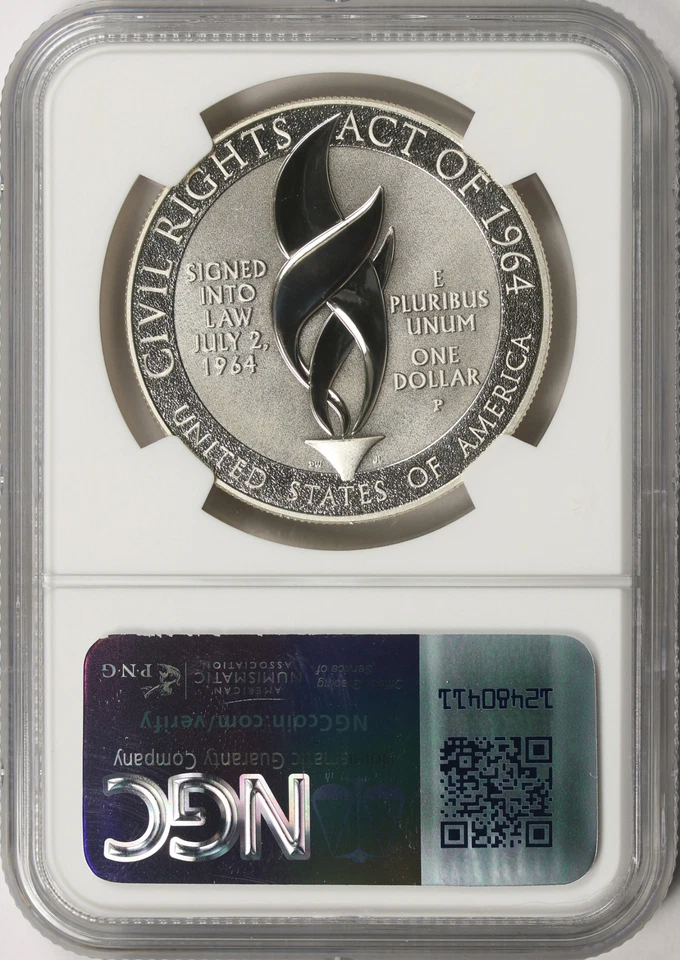 2014-P Civil Rights Act of 1964 $1 Commemorative Silver Dollar NGC PF69UCAM - Image 2 of 2