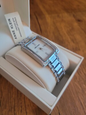 Anne Klein Silver Crystal Filigree Bracelet Watch/mother/pearl Octagonal Metal Bracelet Watch | Anne Klein main image 4