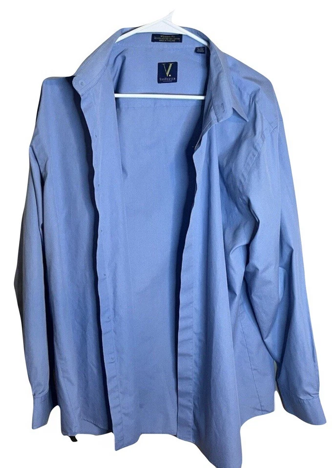 Vintage Van Heusen Men’s XL Light Blue Long Sleeve Button Down Dress Shirt Used - Image 2 of 4