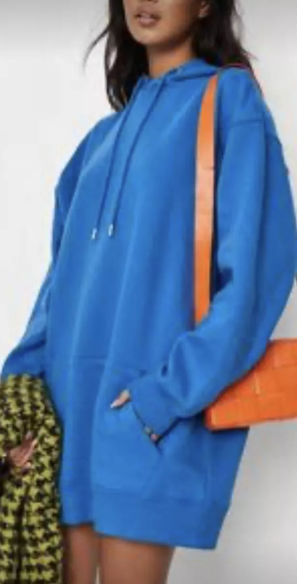 New blue missguided originals oversized hoodie dress size 2