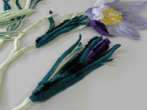 Pasque-flower Delicate Handmade Embroidered Patch - Picture 3 of 4